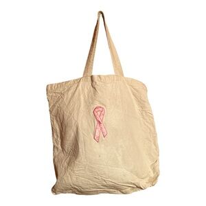 Canvas Pink and Cream Cancer Awareness Tote Bag